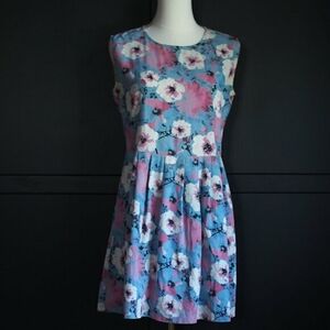 Pink Martini | Cotton Blend Sleeveless Floral Pleated Dress